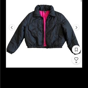 Black Puffer Jacket with Pink Lining
